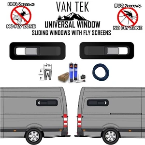 2 x Mercedes Sprinter Sliding BUNK Windows 790mm x 240mm FLY SCREEN FIT KIT+TRIM - Picture 1 of 9