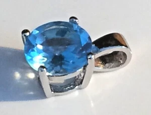 Topaz Pendant Natural Topaz 8mm Set in Solid Silver S925 Best Quality - Bild 1 von 2