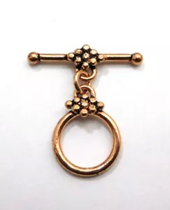 3 SETS 15X25MM SOLID COPPER BALI TOGGLE CLASP ANTIQUE COPPER 572 ATL-119 - Picture 1 of 3
