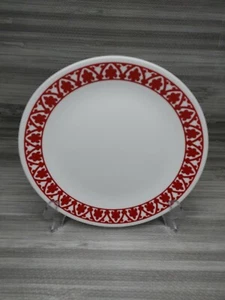 Corning Venetian Evening 10 1/4" Dinner Plate Red Geometric Band White Made USA  - Bild 1 von 6