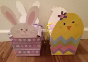5 pcs Glitter Easter Treat Boxes 2 Design Colorful Rabbit Chick Shape Gifts Box - Picture 1 of 14