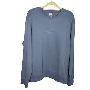Zara Texture Patch Crew Neck Sweatshirt Sky Blue Relaxed Fit Cotton Men's XL  - Picture 1 of 9