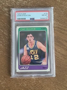 1988 Fleer Basketball #115 John Stockton Rookie HOF (PSA 8) - Picture 1 of 2