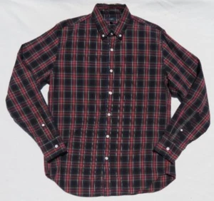 $59 J CREW Men’s Black Red Tartan Plaid Washed Cotton Regular Fit Shirt size M - Picture 1 of 3
