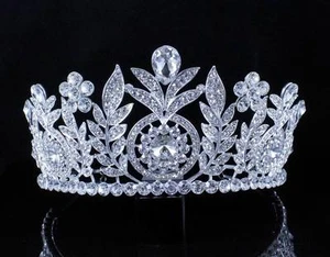 TIARA CORONA DE BODA DE CRISTAL AUSTRIACO CRISTAL TRANSPARENTE T12155 PLATA - Imagen 1 de 6