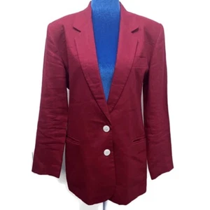 Vintage Brooks Brothers 100% Linen Tailored Blazer Jacket Lined Berry Pink 4 - Picture 1 of 9