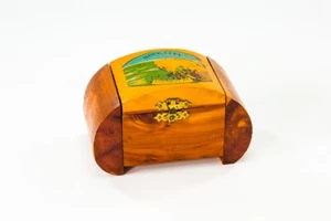 Vintage Rock City Lookout Mt Souvenir Wooden Jewelry Box - Foto 1 di 4