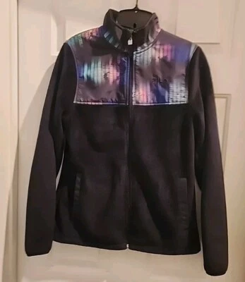 Fila Jacket Womens XS Black Rainbow Sport Soft Plush Fleece Full Zip Outdoor Foto 1 de 4