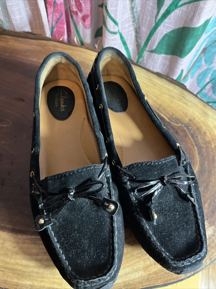 Clarks Mujer Mocasín Plano Dunbar Cruiser 66583 Negro Gamuza Talla 7M Foto 1 de 4