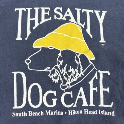 Соленая собака кафе Hilton голова остров SC размер 2 ребенка ясельного возраста футболка синий логотип - Изображение 1 из 4