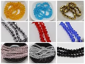 100 Stck. 6 mm Doppelkegel Perle Facettiert Kristall Glas Perlen Farbe zur Auswahl - Bild 1 von 43