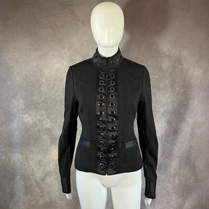 NEW Guess By Marciano Jacket Womens 6 Black Fitted Lace Front Long Sleeve $198 - Picture 1 of 11