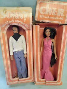 💙 Vintage 1976 12" Mego ⭐️✨️Sonny Bono & Cher✨️⭐️ Over Dolls/Figures Worn Boxes - Picture 1 of 11