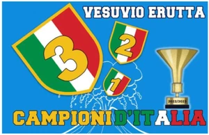 NAPOLI 3 scudetto Bandiera - vesuvio erutta, stampa sui due lati 200x150 - Foto 1 di 1
