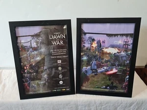Warhammer 40000 Dawn Of War PC 2004 Duo FRAMED ADVERT GAME POSTER A4 8X12" X 2 - Picture 1 of 1