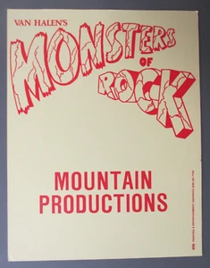Van Halen Official Door Sign approximately 8 1/2" X 11" Mountain Productions ! - Picture 1 of 1