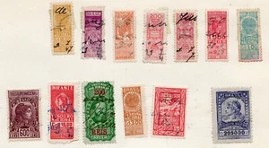 13 BRAZIL (BRASIL) revenue stamps National Treasure, Health, Fiscal, Duty Stamps - Picture 1 of 1