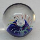 Red Blue and Green Fireworks Hand Blown Art Glass Paperweight 2 Inch
