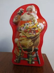 COCA COLA SANTA TIN WITH 2 PACKS OF PLAYING CARDS - Picture 1 of 2