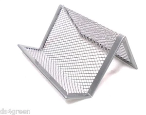 Business Card Holder Office Desk Metal Wire Mesh Display Stand Silver - Picture 1 of 2