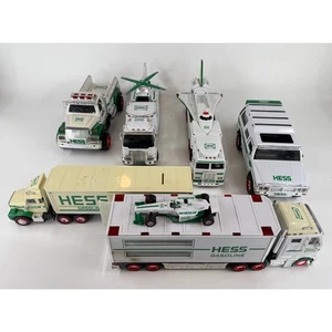 Lot of 6 Hess Toy Trucks Helicopter Race Car Space Shuttle SUV Bank Transporters - Picture 1 of 7