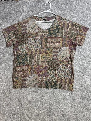 Basic Editions Top Womens Size 2XL 90s Inspired Patchwork Boho Retro Cottagecore - Image 1 of 4