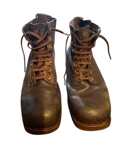 Swedish Army M59 brown leather boots size 43 EU 9 UK - Picture 1 of 6