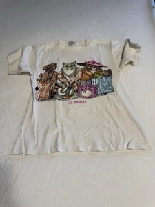 Camiseta Gráfica Vintage Prints of Tails Los Angeles Gatos Elegante Doble Cara - Imagen 1 de 12