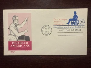 US SPECIAL COVER CANCELED 1992 YEAR PUBLIC HOSPITALS DISABLED PEOPLE SCOTT U 629 - Picture 1 of 1