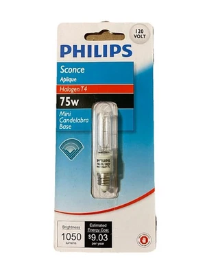 Philips 75w Aplique Bombilla, Mini Candelabro Base Aplique T4 Nuevo Precintado Foto 1 de 2