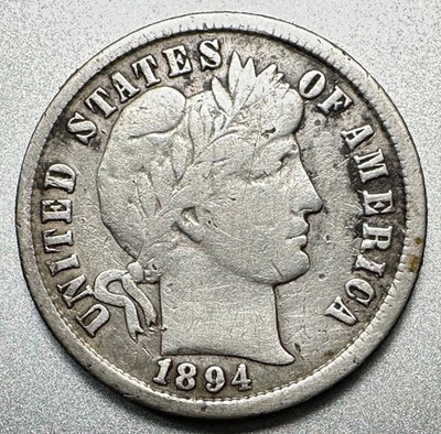 1894   BARBER DIME    FINE DETAILS   KEY DATE  #9931 - Image 1 of 2