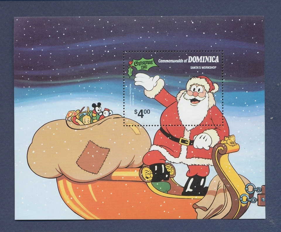 DOMINICA - Scott 715 - MNH S/S - Disney Santa Claus Christmas - 1981 - Image 1 of 1