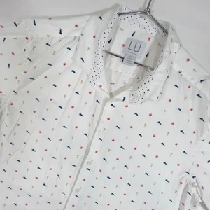 LU Linea Uomo Mens 4X White Sport Print Short Sleeve Button Down Shirt - Picture 1 of 10
