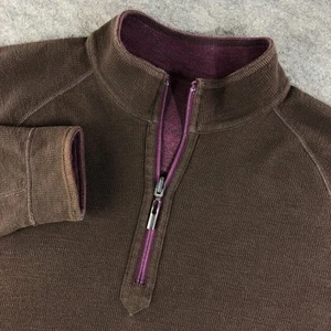 Tommy Bahama Men's XL Brown Quarter Zip Fleece Pullover Sweater - Picture 1 of 13