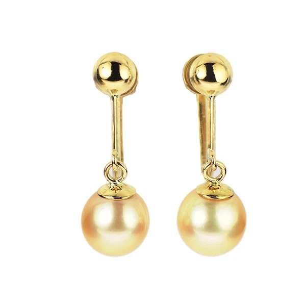 Tasaki Pearl K18YG Golden Akoya Pearl Earrings Diameter Approx. 6.3 mm - Auth fr - Image 1 of 4