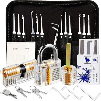 Dietrich 35 Pcs Profi Lockpicking Set 3 Transparente Schlösser Verschlusshülsen - Bild 1 von 4