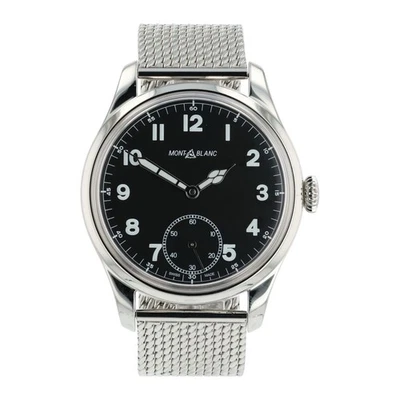 Montblanc 1858 44mm Mens Watch Stainless Steel Black Dial Manual Watch 115074 - Image 1 of 4