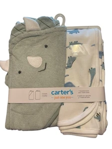 Carter's Just One You Baby Boys' Dino Hooded Bath Towel - Sage Green - Picture 1 of 2