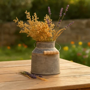 AKTION Deko Milchkanne aus Metall im Antik-Look Höhe 13,5 cm – rustikale Vase  - Picture 1 of 2