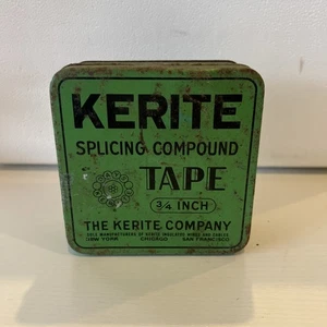 Green Kerite Splicing Compound Tape Advertising Empty Tin Decor - Picture 1 of 7