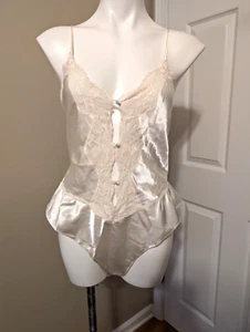Victoria’s Secret Vintage Gold Label Women's Wet Look Ivory Bodysuit Size Medium - Picture 1 of 14