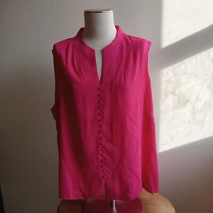 Calvin Klein Plus Sz 2X Blouse Sleeveles Pink Chiffon Lined V- Neck Pullover - Picture 1 of 6