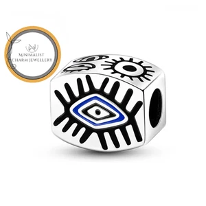 Lucky Protective Eye Beads Charm, Evil Eye Charm, Silver Charm, Women Gift Charm - Picture 1 of 6