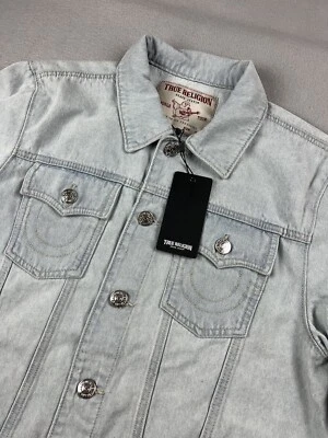 Chaqueta de camionero Jean Jesse lavado claro TRUE RELIGION para hombre talla mediana nueva con etiquetas Foto 1 de 4