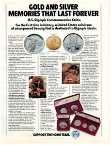 PRINT AD, 1984 US Olympic Commemorative Coins Gold Silver Memories Last Forever - Picture 1 of 1