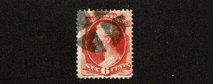 1870-1 U.S. National Bank Note 6c Carmine LINCOLN  Sc#148 WOW Fancy Cork Cancel - Picture 1 of 1