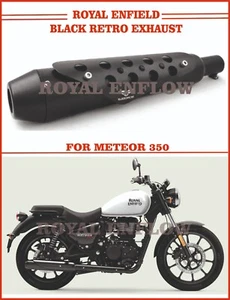 Royal Enfield Vardenchi Black Retro Exhaust for New Meteor 350 - Exp Ship - Picture 1 of 6