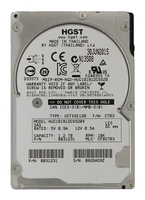 HUC101812CSS204 0B31231 HGST Hard Drive 1.2Tb 2.5" SAS - Image 1 of 3