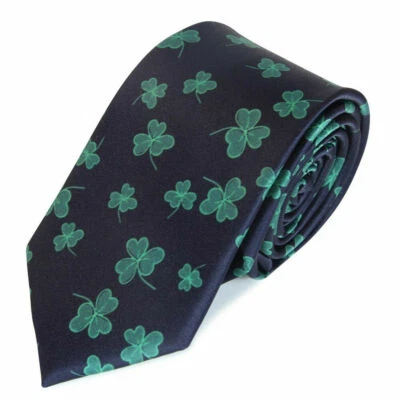 St. Patrick's Day Irish Theme Green Clover Shamrocks Navy Blue，CNTIE-1749 - Imagem 1 de 4