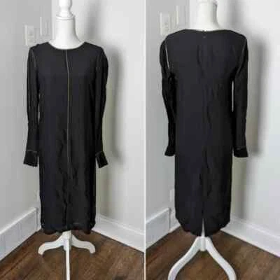 Платье миди Elizabeth and James с отделкой из черного золота с длинным рукавом из шелковой смеси размер 6 - Изображение 1 из 4